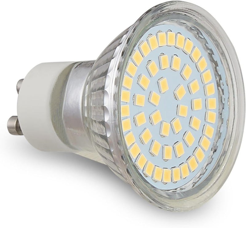 HCFEI LED GU10 Bulb, 3 W Lamp Spotlight 425 lm, No Flickering, AC 100-240 V, SMD LED Spotlight 120° Classic Glass, Replaces 50 W Halogen Bulbs (5 - Warm White 3000 K)