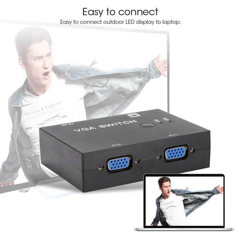 Bewinner VGA Switcher, 2-In-1-Out 2 PC to 1 Monitor VGA Switch Box Support VGA/XVGA/SVGA/UXGA/Multi-sync Display, Splitter VGA Adapter Resolution up to 1920x1440 for Computer PC Laptop Desktop