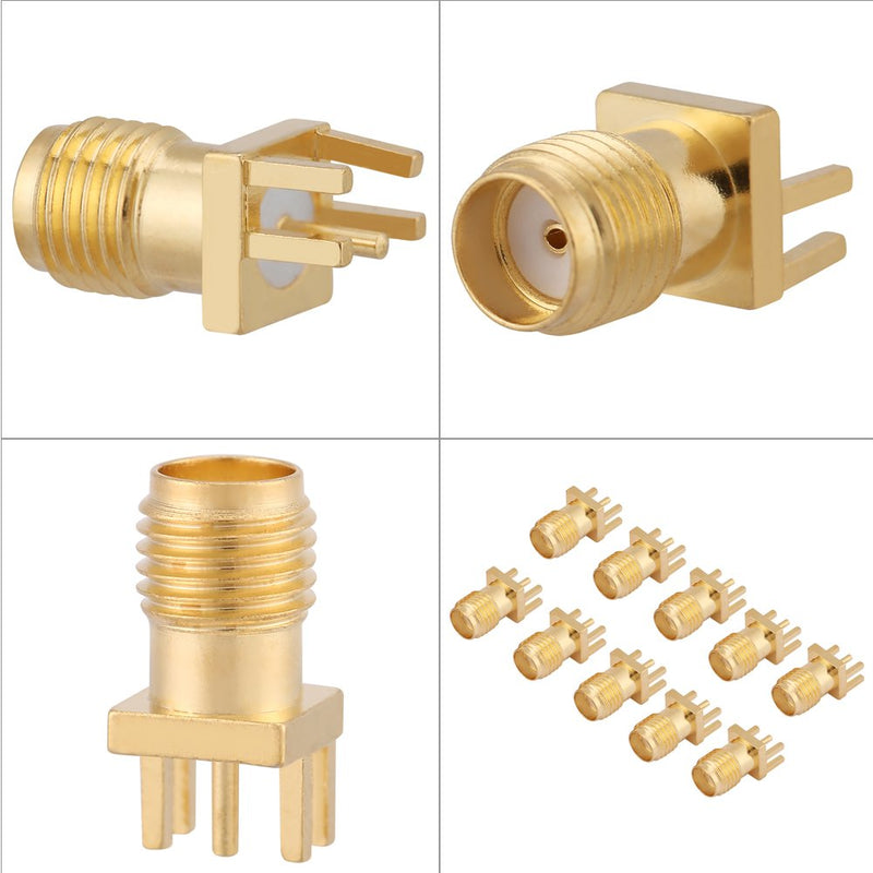 Pack of 10 Brass SMA Female Socket Jack PCB Mount 50 Ohm RF Connectors SMA Connector for Wireless Devices Equipments and Floor Transmission Systems