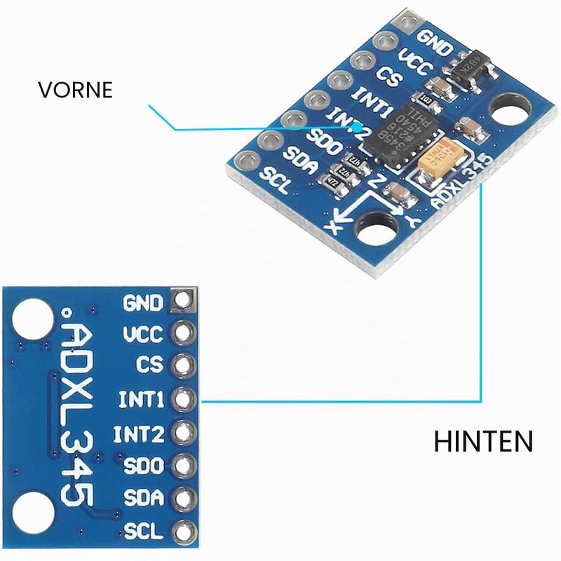 2pcs GY-291 ADXL345 IIC/SPI Digital 3-Axis Digital Acceleration Tilt Module with Pinheader DuPont Cable for Arduino