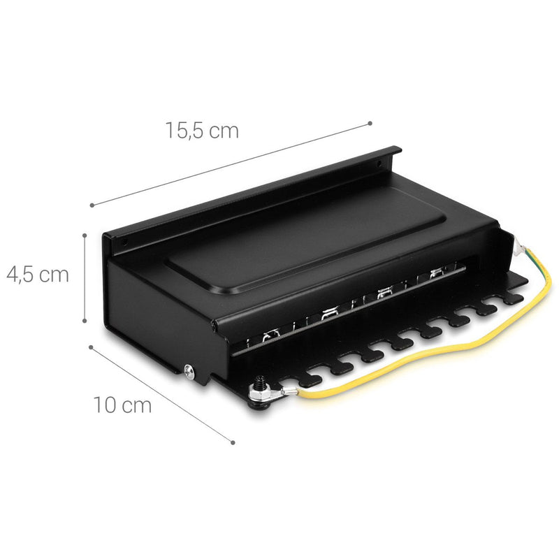 kwmobile 8 port patch panel Cat6 distributor - distribution panel patch panel Cat 6 cable with ground cable - including screws dowels for wall mounting - black