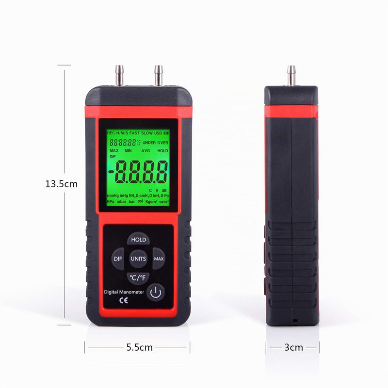 Ehdis Digital Pressure Gauge Air Pressure Gauge with 32-Bit MCU 24-BitADC with High Accuracy 12 Units Save or Hold