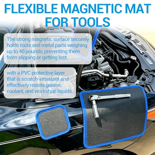 4 PCS Magnetic Tool Mat & Pad Set, Flexible Heavy Duty Magnetic Parts Holder Organizer Tool