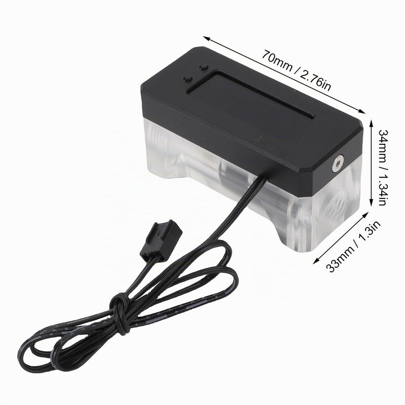 LICAEVEY Aluminum Alloy and Acrylic Digital Flow Meter Alarm with Temperature Monitoring, High and Low Speed Warnings for PC Water Cooling Systems (12 to 24 V)
