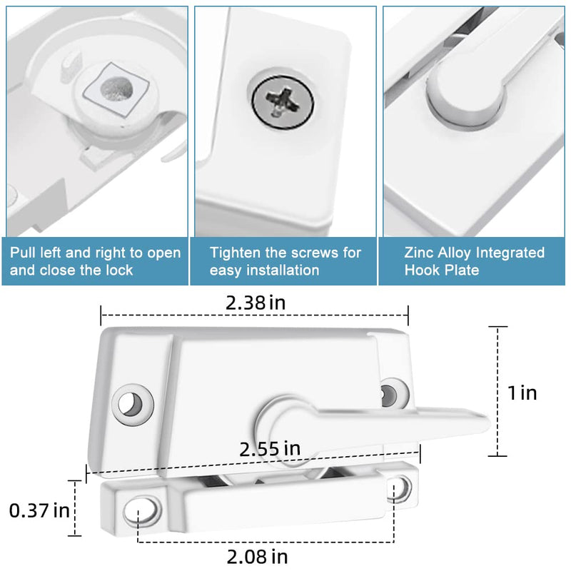 Sliding Window Sash Locks White ZUONAI 8 Pack Cam Sash Locks for Double Hung Window Latch Lock Security Vinyl Window Sash Lock and Keeper Replacement for Vertical and Horizontal Sliding Windows