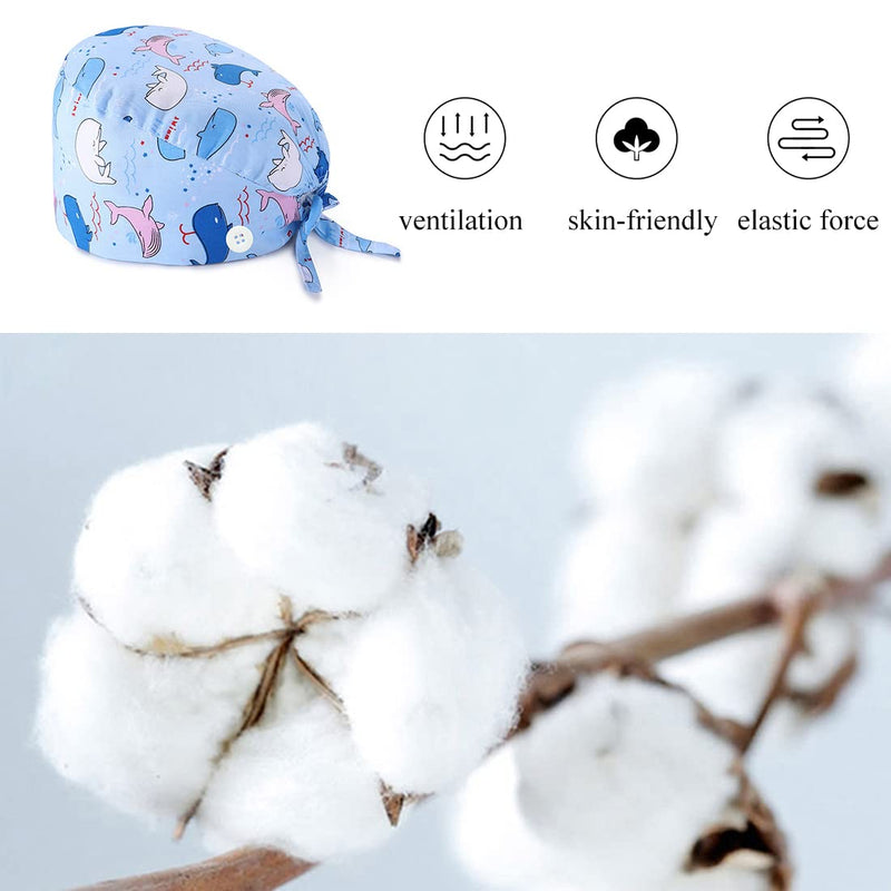 REQAG 1 piece adjustable work cap, cotton dust cap, cute unisex dust cap, nurse cap
