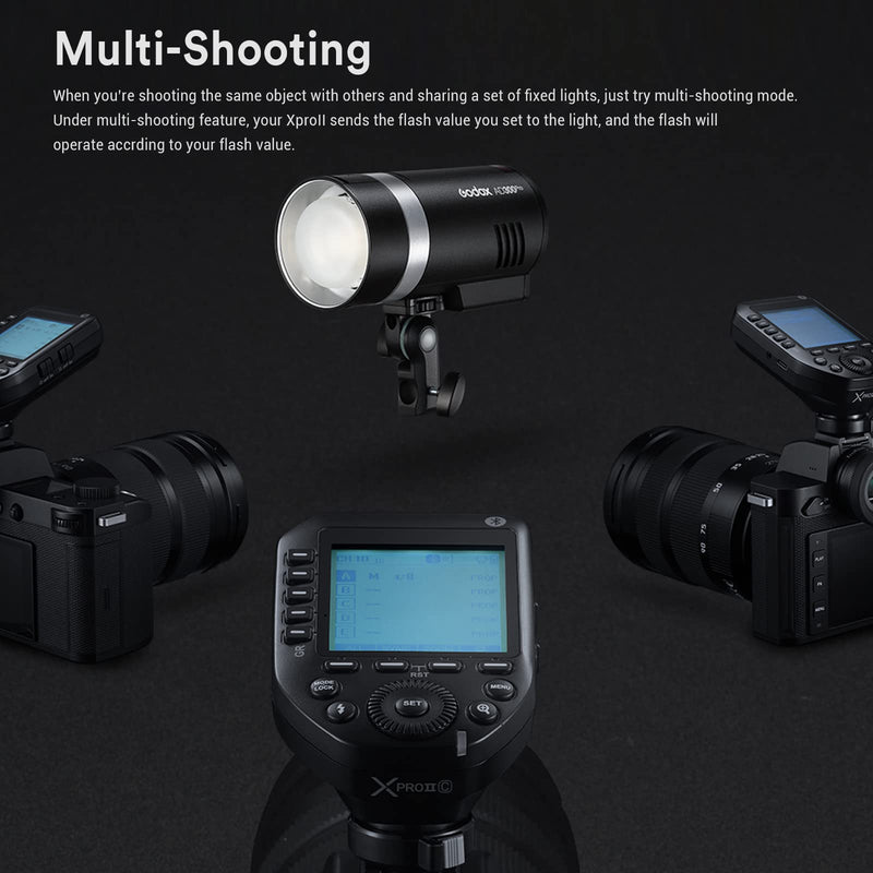 Godox XProII-C TTL Wireless Flash Trigger Compatible for Canon Cameras, 2.4G Wireless Flash Transmitter HSS 1/8000S,Bluetooth Connection, TCM Transform Function, New Hotshoe Locking, Large LCD Display
