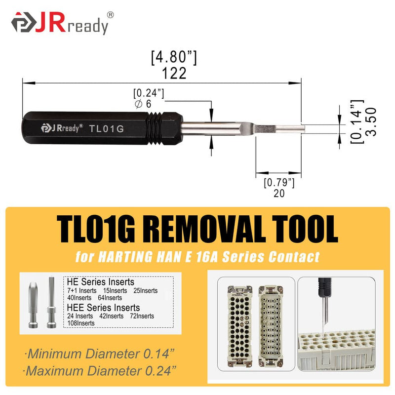 JRready ST5227 Extractor Tools KIT Solid Contact Extraction Tools Removal TE/AMP/HARTING D SUB series HAN series Heavy Duty Connector Terminals 1.Harting series Tube removal tool KIT