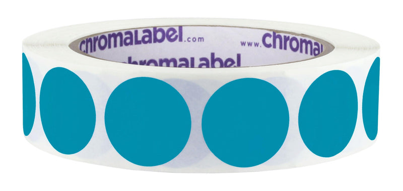 ChromaLabel 1 Inch Round Label Removable Color Code Dot Stickers, 1000 Labels per Roll, Teal