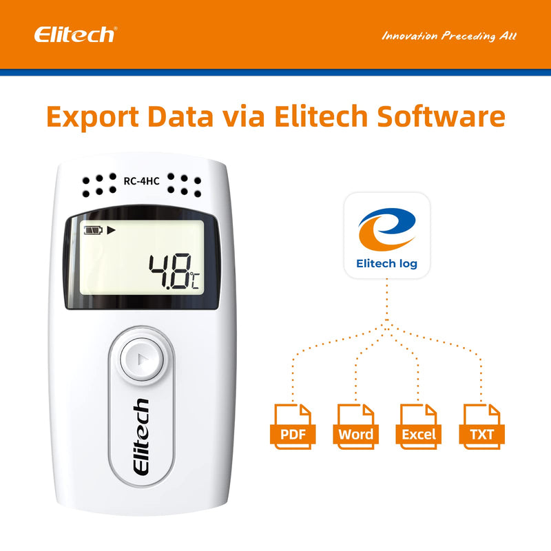 Elitech USB Thermometer Hygrometer Thermo-Hygrometer Humidity Meter Humidity Monitor Indoor/Outdoor Temperature Meter Thermostat Sensor Probe RC-4HC