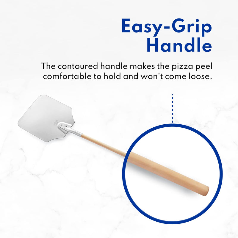 New Star Foodservice 50219 Aluminum Pizza Peel, Wooden Handle, 9 x 11 inch Blade, 26 inch overall 9" x 11" x 26"