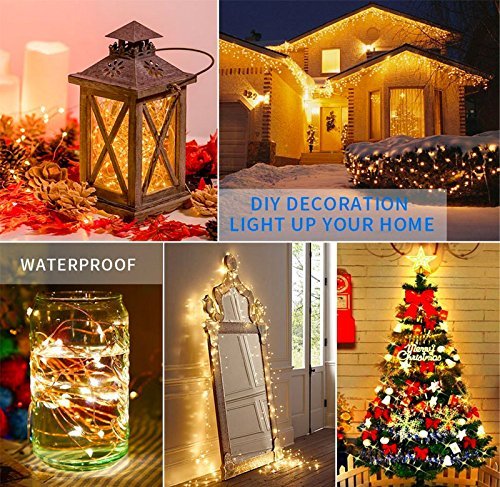 Decute 164FT 500LED Christmas Fairy String Lights Dimmable with Remote Control Copper Wire Starry Lights with UL Cerficated Decorative for Party Wedding Bedroom Christmas Tree Warm White 164 Feet
