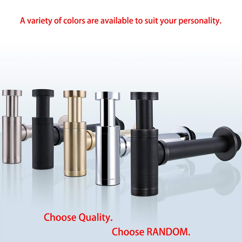 RANDOM Brass Contemporary Round Bottle P Trap 1 1/4,Basin Sink Waste Drain P Trap Kit (Matte Black) Matte Black