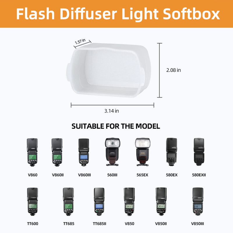 Flash Diffuser for Speedlight, Compatible with Canon 560 565EX 580EX and with Godox V860 TT600 - Speedlight, Camera Flash, Compatible with Canon and Godox Flash Diffuser