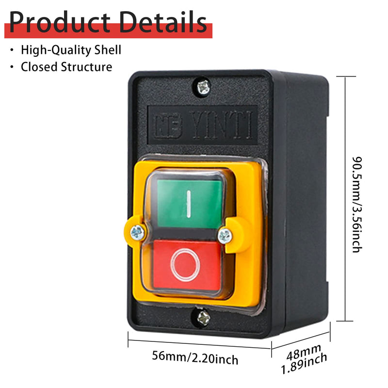XTVTX 2PCS Machine Push Button Switch 220v Machine Switch Pushbutton AC220V/380V 10A Safety Switch Zero Voltage Switch in Mechanical Textile Machinery