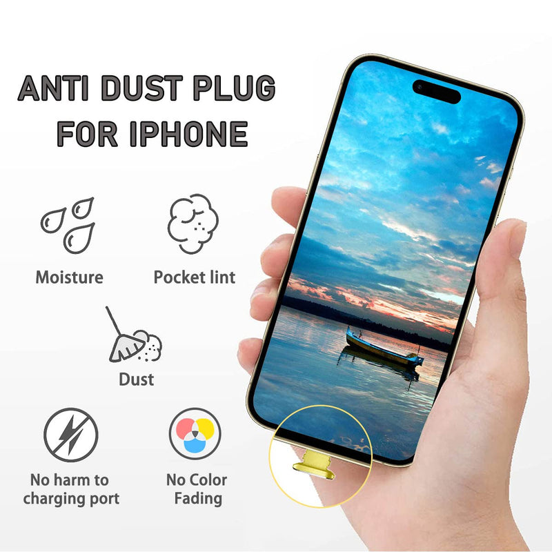 4 Pack Anti Dust Plugs New Yellow Charging Port Caps Compatible with iPhone 14/14 Plus/XR/11/5C and iPad Airpods, Dust & Water Resistant, Wireless Charger & Phone Case Friendly, Anti Lost 04 Yellow