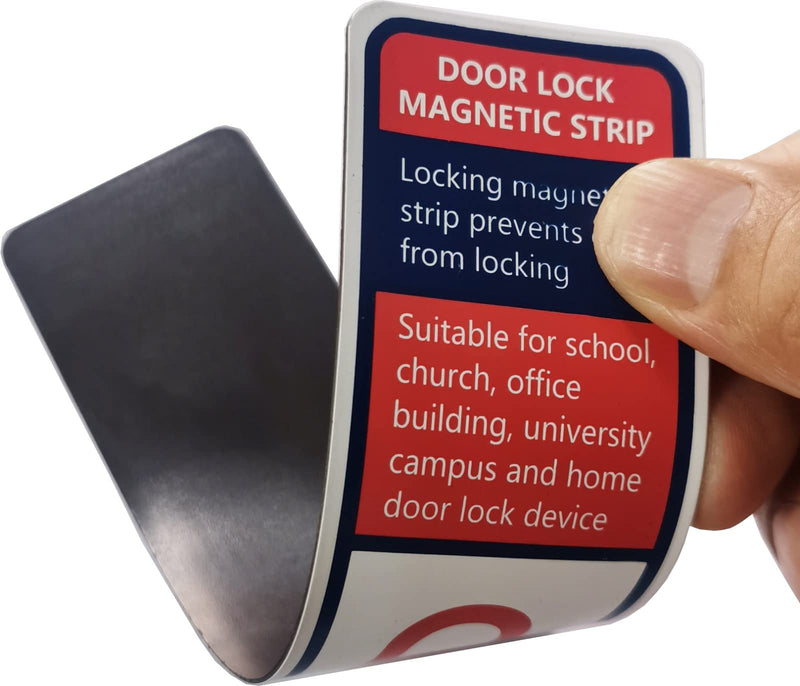 Lockdown Magnetic Strips Door Security Devices Thin Magnetic Strips School Office Emergency Easy Quick Lock Door Latch White Text Version (30) 30