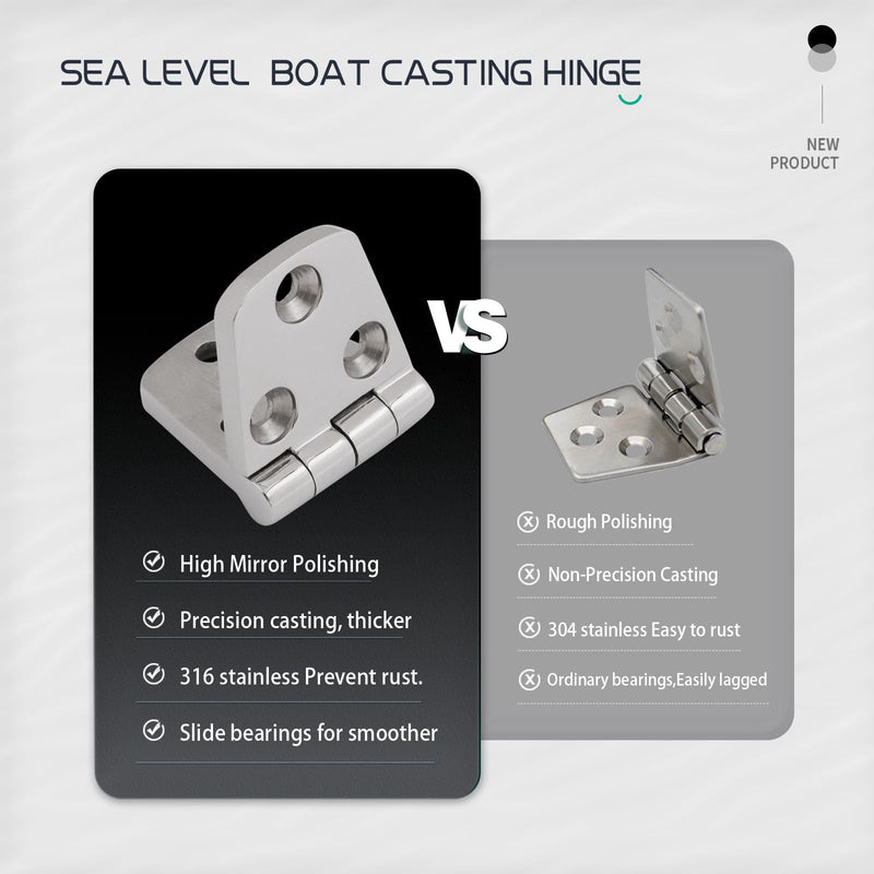 316 Stainless Steel Hinges Marine Grade 3" x 1.5" Heavy Duty Boat Hatch Hinge (76 mm X 38 mm) 4 Pack Casting Cabinet Door Hinge with Screws 4pack