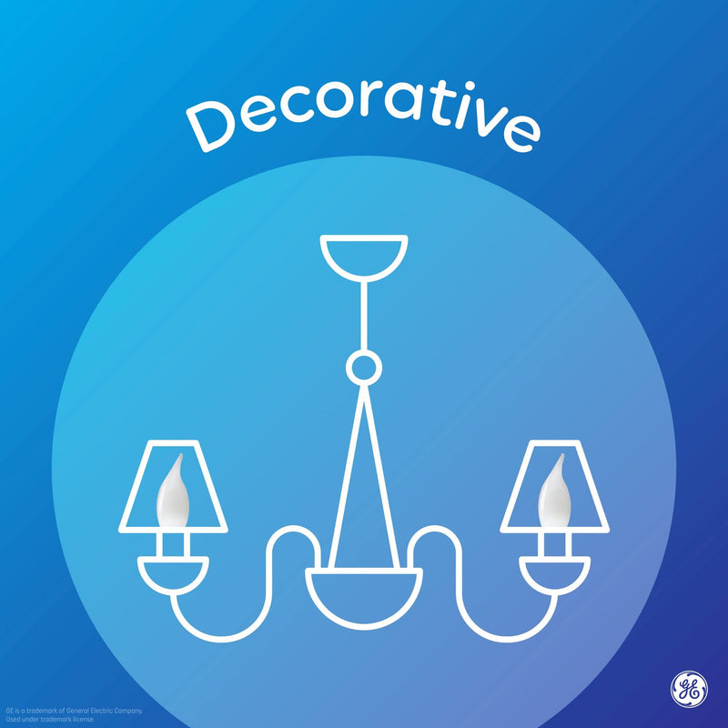 GE Relax LED Light Bulbs 60W, Soft White Candle Lights, Clear Decorative Light Bulbs, Small Base (8 Pack) 8 Pack