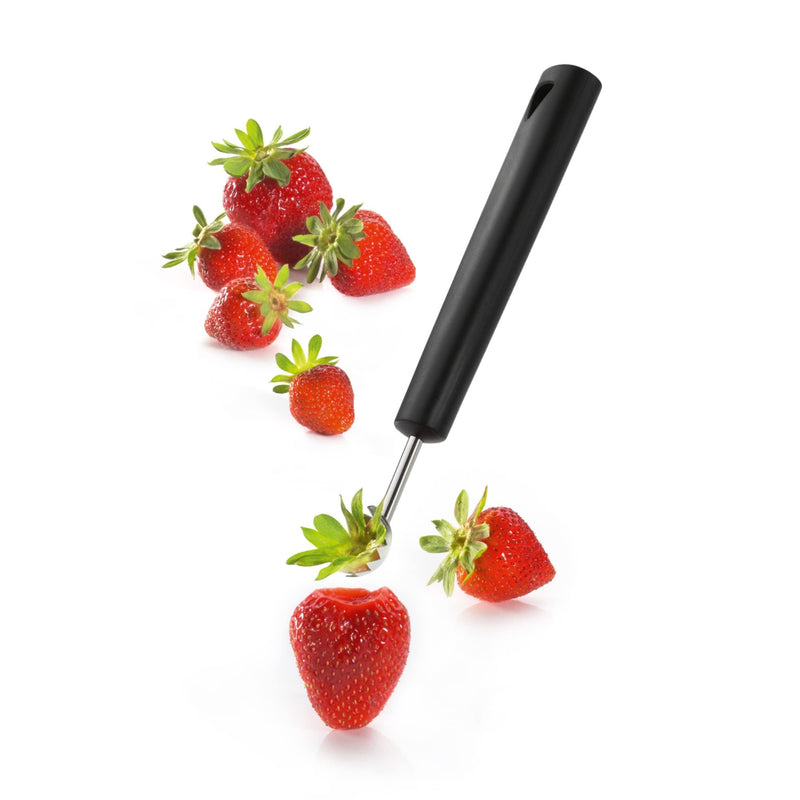 triangle Tomato and Fruit Huller - Stainless Steel - Easily Removes Stems, Hollows Out Tomatoes & Fruit, Works as Melon Baller - Dishwasher Safe Spirit