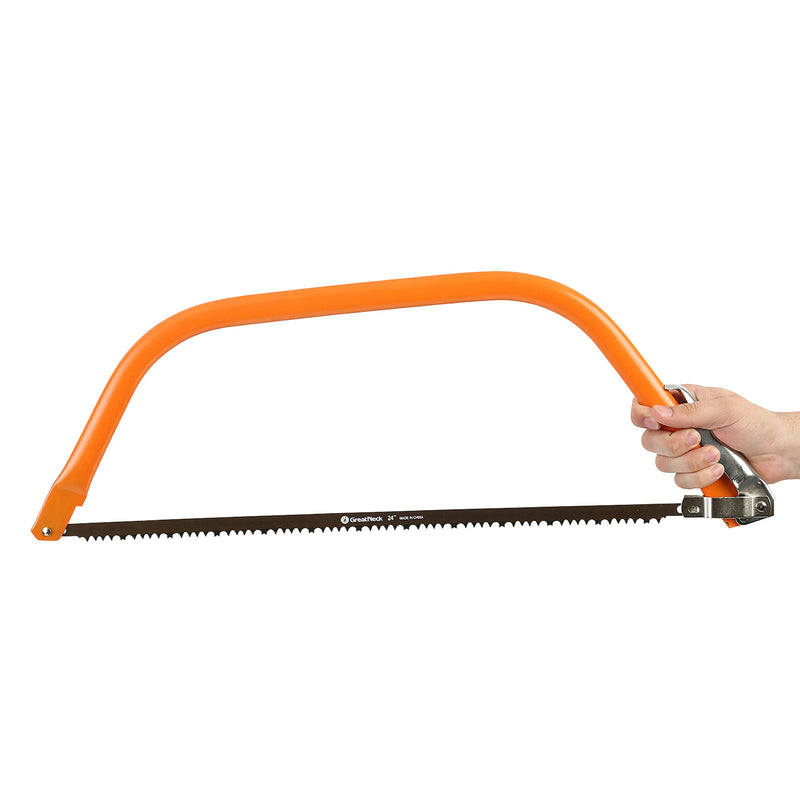 GreatNeck BB24 Bow Saw, 24 Inch Pruning Saw for Brush Clearing and Dry Wood Cutting, Tubular Steel Frame, Chrome Alloy Steel Blade, Quick Blade Tightener Release, Backpacking Gear, Camping Tools