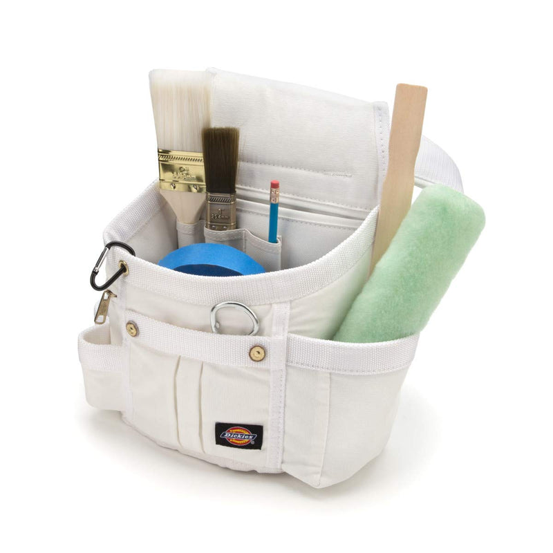Dickies 8-Pocket Padded Tool Belt/Utility Pouch for Painters, Carpenters, and Builders, Adjustable 3-Inch Belt, Durable Canvas Construction, White