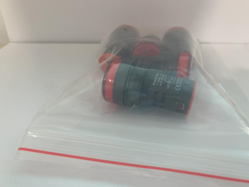 Heschen 22mm LED indicator light AD16-22D/S 24VDC 20mA red light color pack of 5