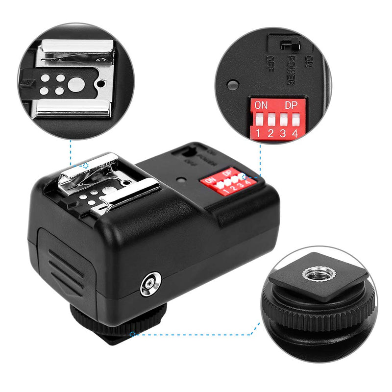 Flash Trigger Set, 433MHZ 16 Channel Speedlite Studio Shutter Release Transceiver Kit, with 1 Transmitter 3 Receivers 1 Sync Wire Cable, for, for Nikon
