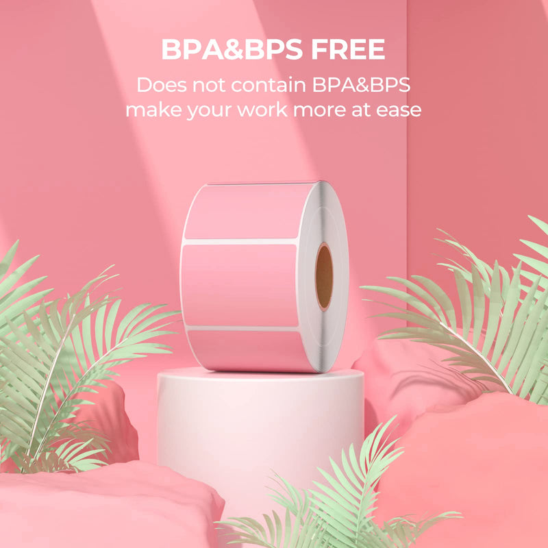 [Australia - AusPower] - MUNBYN 2.25"x1.25" Direct Thermal Labels, Self-Adhesive Address Shipping Thermal Stickers, BPA&BPS Free Pink Square Label for Thermal Label Printer-1 Roll,1000 Labels 2.25“x1.25" 1 