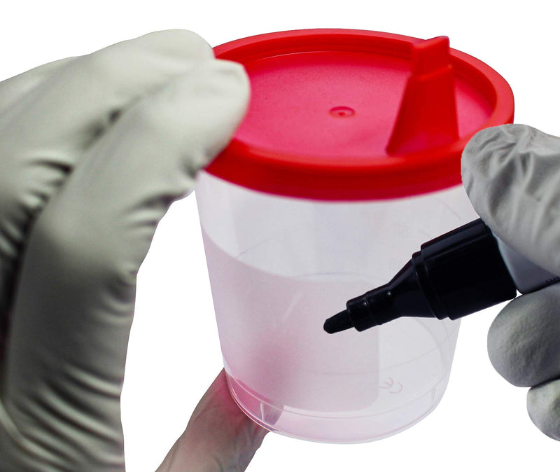 Medi-Inn urine cup 125 ml with red snap-on lid urine sample cup plastic cup (25 pieces) 25