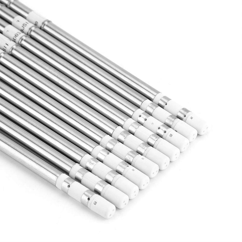 T12 Series Soldering Iron Tips Replacement Set for FX 951 Rework Station, 10PCS Nickel Iron Alloy Tips with Precise Thermal Response for PCB Repair and Electronics Soldering