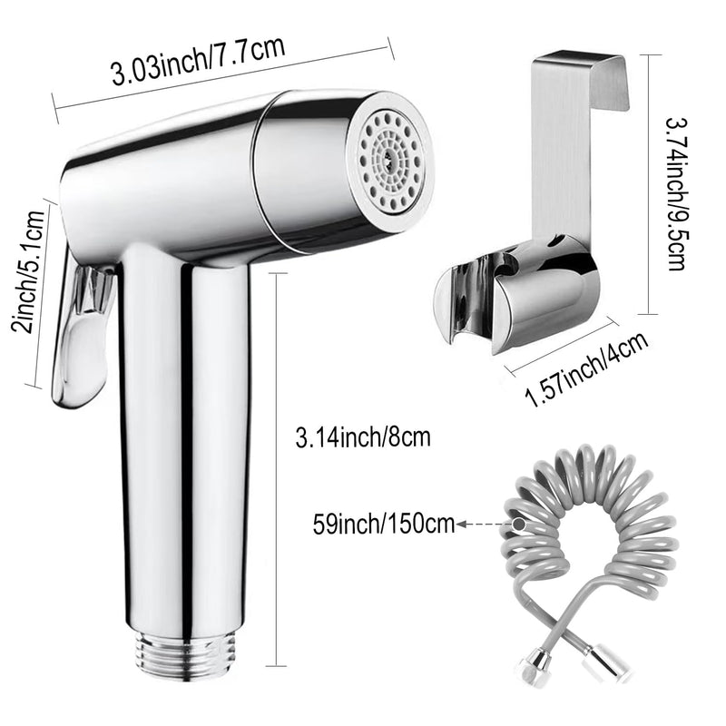 Handheld Bidet Sprayer Toilet Bathroom with Spring Hose Wall BracketSet, Closestool, Squatting Pan, Water Flower, Floor Cleaning Cloth Diaper for Bathroom Hygiene