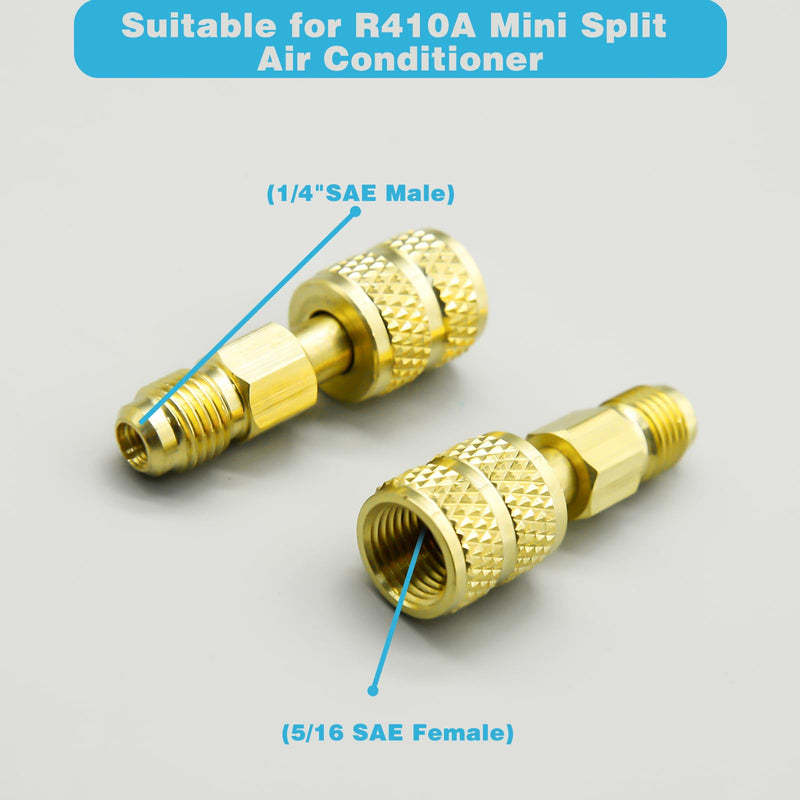 R410A Adapter Kit, Mini Split Adapter 5/16 to 1/4 Coupler R410A Refrigerant Hose Adapter Connector Valve Core Remover, Mini Split Vacuum Pump Kit 410A Refrigerant for R410A Mini Split Air Conditioner