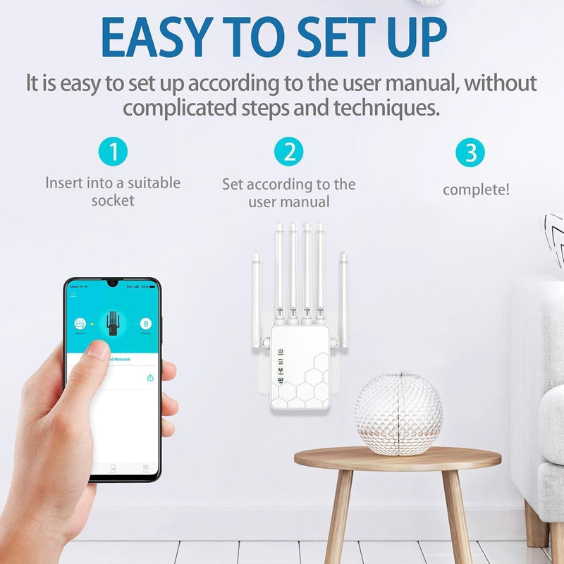 WiFi Extenders Signal Booster for Home Long Range Up to 11000 sq.ft for 35+ Devices,Internet Extender WiFi Booster, Long Range WiFi Extender,with 6 Antennas 360° Full Coverage Ethernet Port (White) white