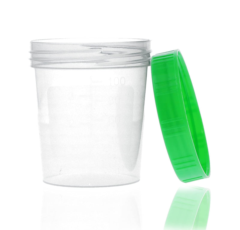 Horn Medical urine cup/sample cup with screw cap, 125ml capacity, measurement table up to 100ml/3oz, can be labeled (10 pieces) 10