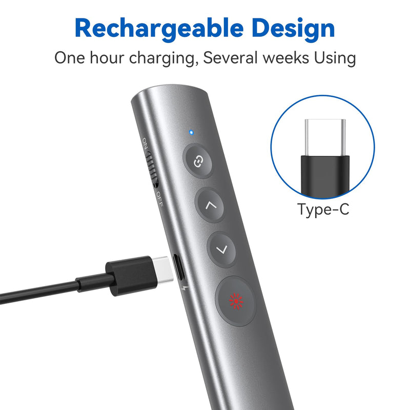Metal Presentation Clicker with Laser Pointer for Powerpoint Presentations Powerpoint Clicker Remote Wireless Presenter Presentation Clicker Power Point Clicker (Red Light-Model A) Red Light-Model A