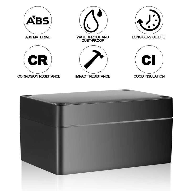 Pack of 2 waterproof junction boxes, project box electronic, plastic project junction box housing electrical box - 100 x 68 x 50 mm/black A100 x 68 x 50 mm black