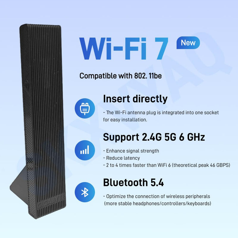 for GIGABYTE WiFi 7 Antenna 2.4G 5G 6G WiFi 6E Magnetic WIFI7 for GIGABYTE B850 AORUS Elite,B850 Series B850M B850I Motherboard with New Interface PC Desktop Computer Black