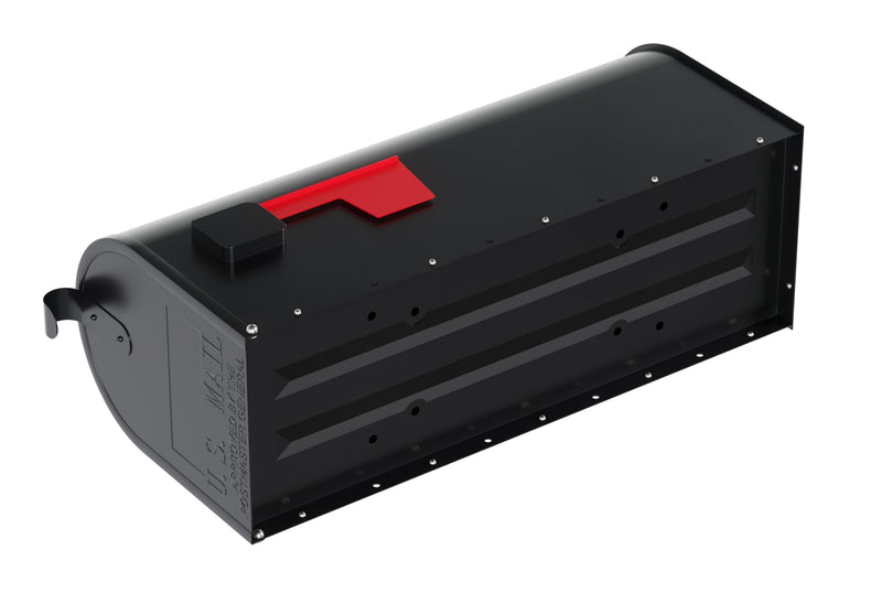 Post Mount Mailbox with Durable Aluminium Flag - Medium Capacity, Black, Galvanized Steel - 6.92 in. W x 8.87in. H x 20.05 in. L - Heavy Duty Metal Mailbox Powder-Coated Black - Medium