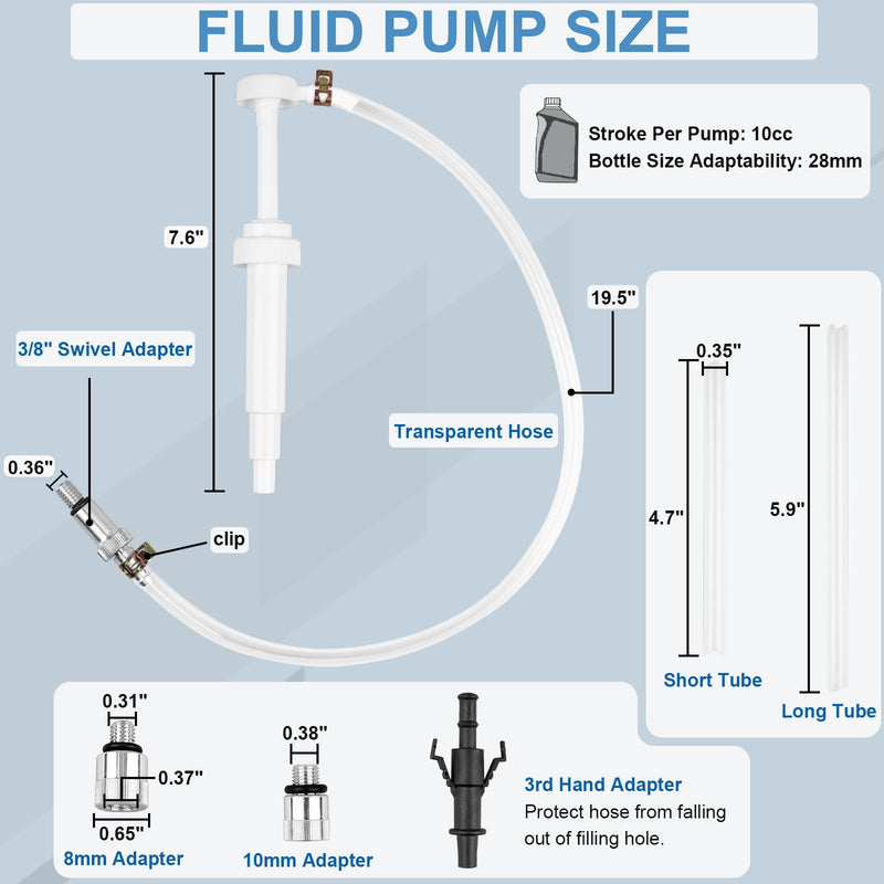 10cc Lower Unit Gear Oil Pump for Standard Quart Bottles(28mm), 3rd Hand Adapter, 8mm and 10mm Adapter for Boat Outboard Motors, Gear Lube Pump with 3/8 in Metal Swivel(Not for Vol-vo Pen-ta)