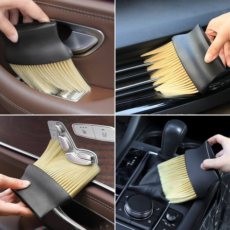 Windshield Cleaning Tool Car Glass Cleaner Inside Window Brush Auto Details Brush Window Vent Cleaner Car Window Cleaner （Gray）