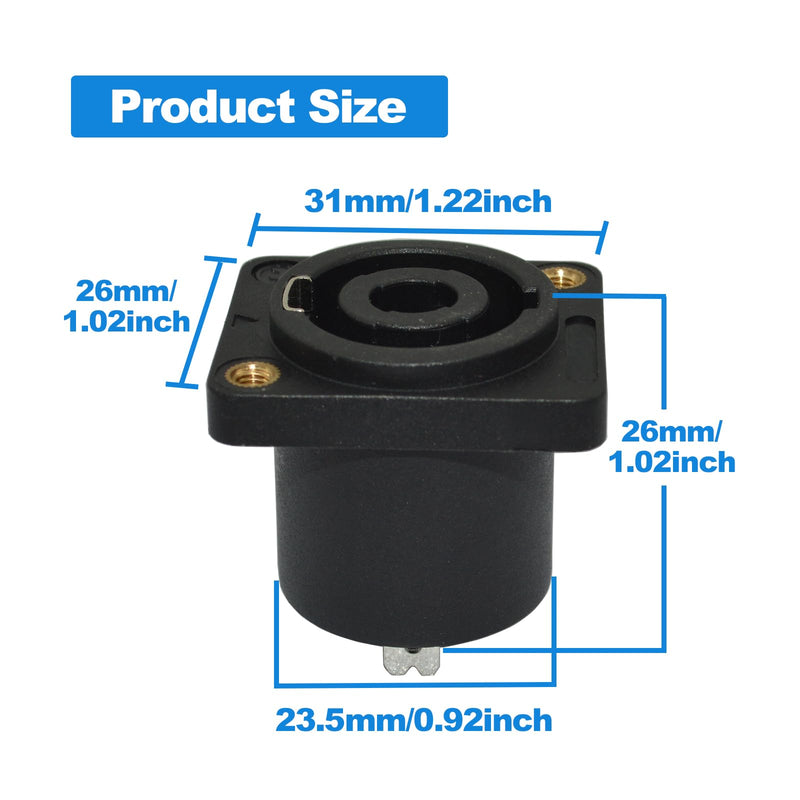 speakon Connector,Speaker Jack Twist Lock 4 Pole Square (Rectangle),Compatible with Speakon NL4MP, NL4MPR, NL4FC, NL4FX, NLT4X, NL4 (8 Packs Black)
