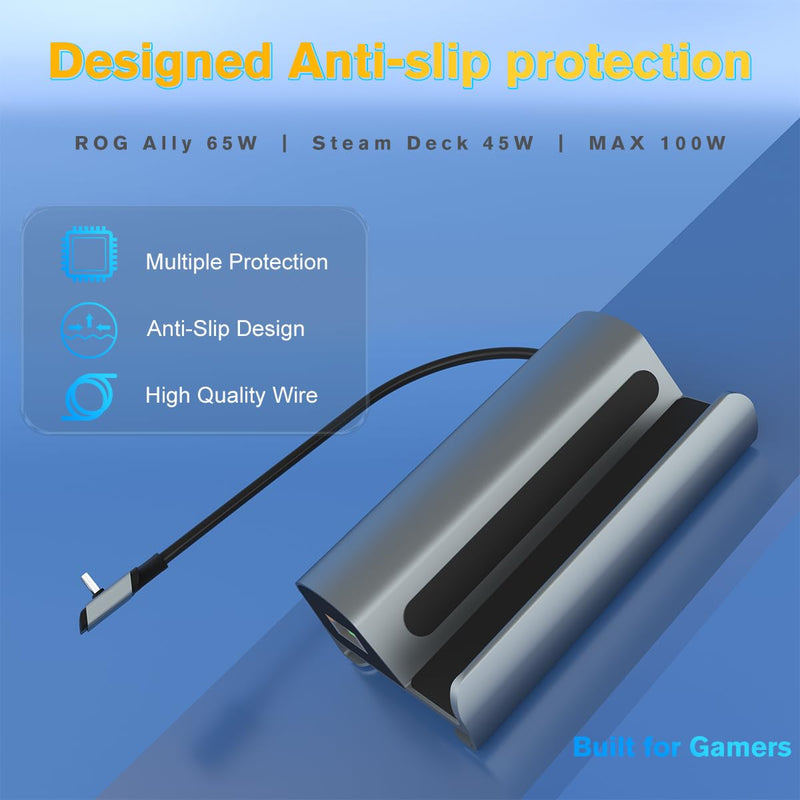 Steam Deck Docking Station for Rog Ally/Legion Go/MSI Claw, 6 in 1 USB C Hub Steam Deck/Rog Ally Dock with HDMI 2.0 4K@60Hz, 1000Mbps Ethernet, 3 USB-A 3.0 & 100W Fast Charging Port
