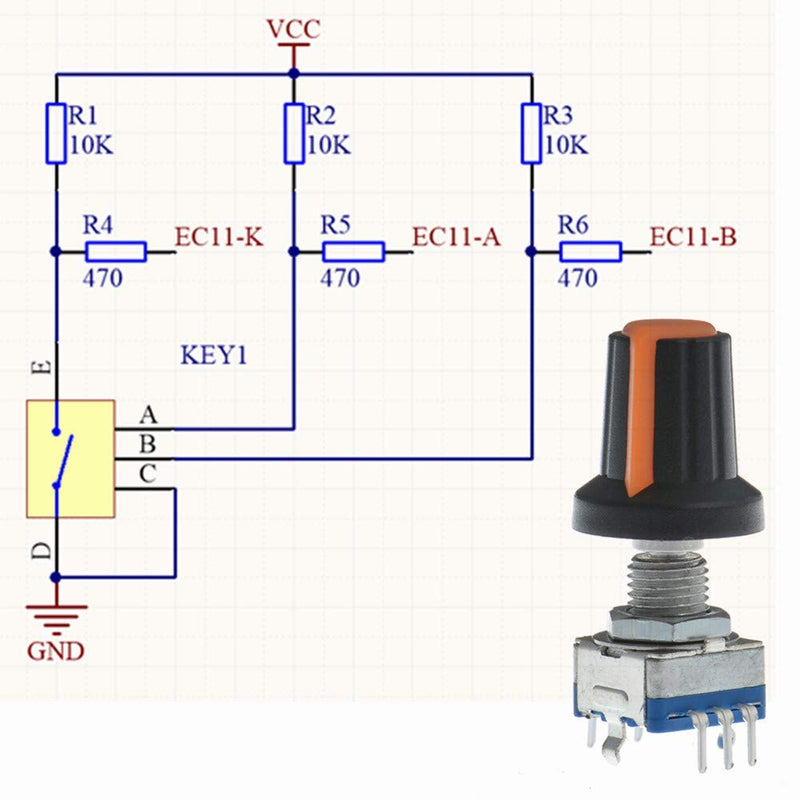 RUNCCI-YUN Set of 10 EC11 360 Degree Rotary Encoder, 5-Pin EC11 Audio Digital Potentiometer, Rotary Encoder Module with Switch and Rotary Knob for Automotive Electronics Multimedia Audio