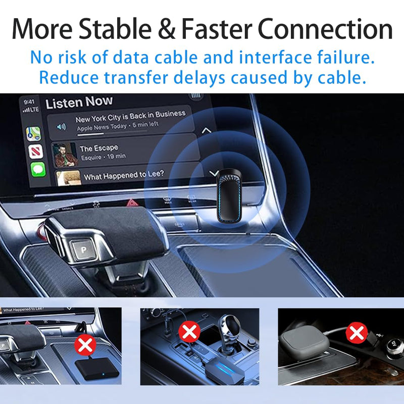 Apple CarPlay Wireless Adapter, 2024 Car Play Wireless Adapter for iPhone, for 2016 and Later Cars with OEM Wired CarPlay