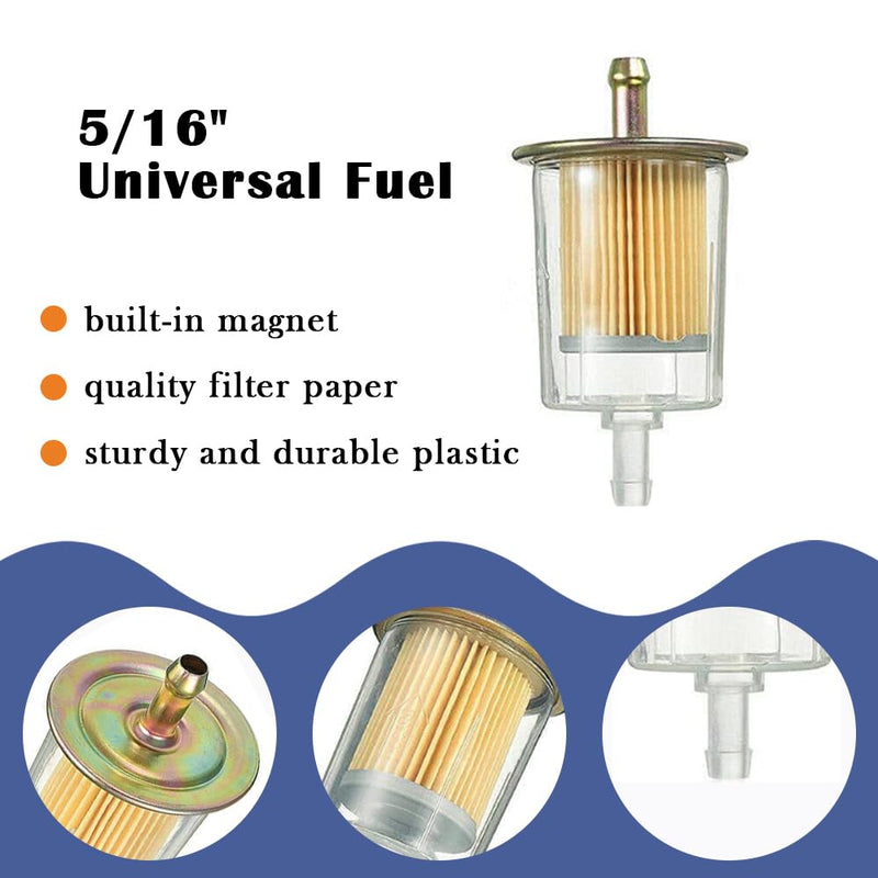 4PCS 5/16" Universal Fuel Filters with 8PCS 14mm Hose Clamps Gas Inline Fuel Filter Replacement for Motorcycles, Cars, Trucks HE007 5/16"- 4PCS