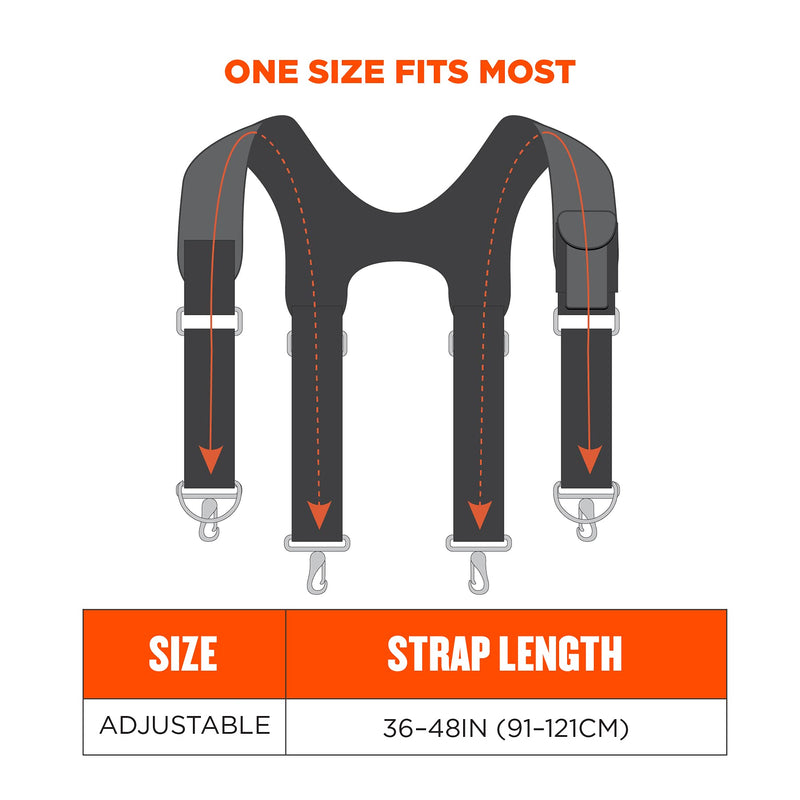Ergodyne Arsenal 5560 Tool Belt Suspenders, Padded Shoulders, Adjustable , 36"-48"