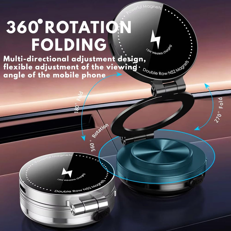 2in1 360 Degree Swivel Automobile Holder Electric Sunction Mount with Wireless Charger Vacuum Absorption Car Phone Holder - 1 Piece Black Black Version 2