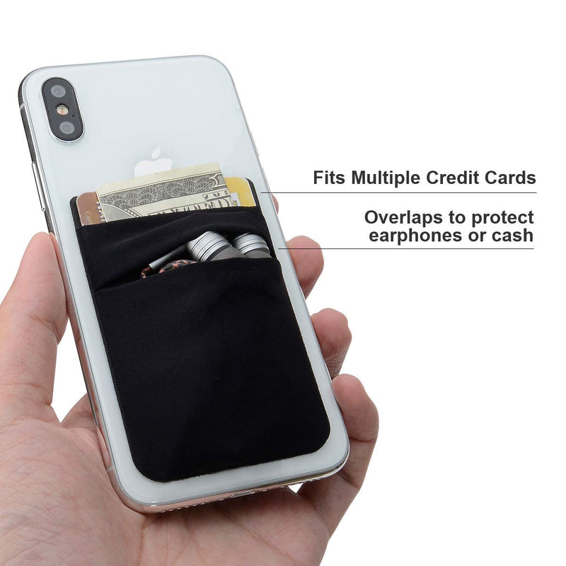 Phone Card Holder for Back of Phone, Stretchy Lycra Wallet Stick On Pocket Credit Card ID Case Pouch Sleeve 3M Adhesive Sticker Compatible with iPhone Samsung Galaxy 3Pack - Pink/Black Pink&Black