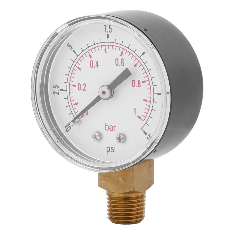 Mini Low Pressure Pressure Gauge BSPT Pressure Gauge for Fuel, Air, Oil or Water 0-15 psi / 0-1bar